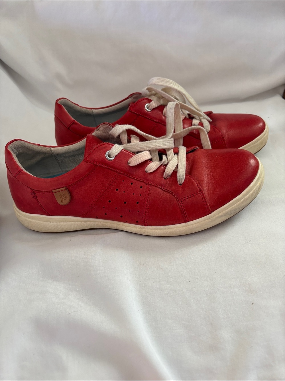 Josef Seibel Red Leather Lace-Up Sneakers
